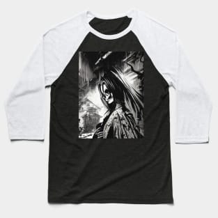 Macabre Monochrome: Hauntingly Beautiful Gothic and Witch-Inspired Art Baseball T-Shirt